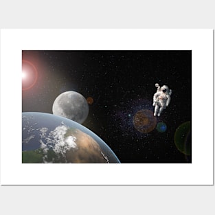 Astronaut Floating In Orbit Posters and Art